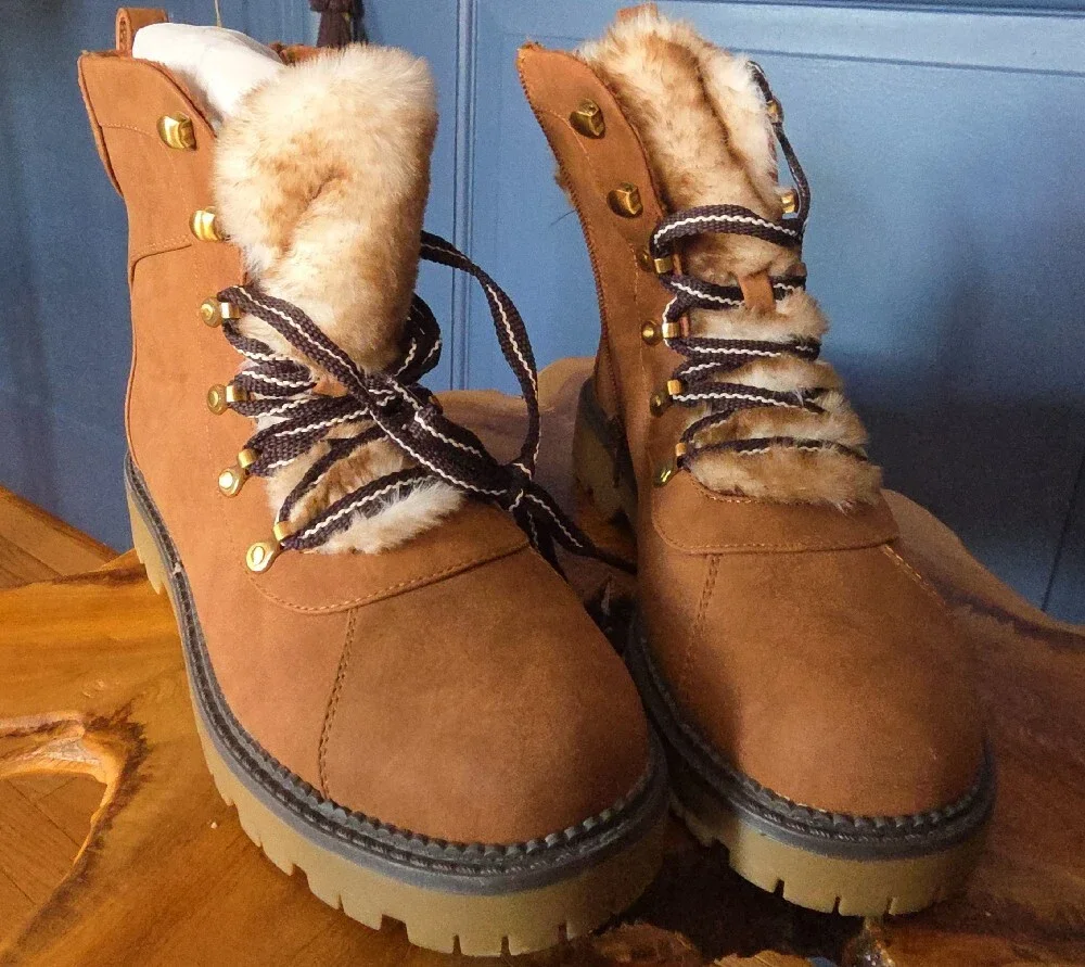 Style & Co. Morggan Lace-Up Lug Sole Combat Booties Camel Tan 8MDescription: